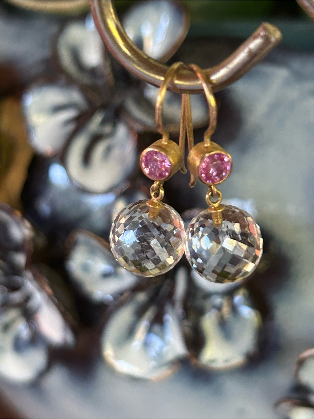 Vintage Mallary Marks Crystal Quartz Sapphire Earrings